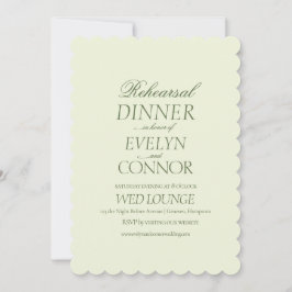 Tarjeta Festiva Elegante Boda verde de la cena de ensayo