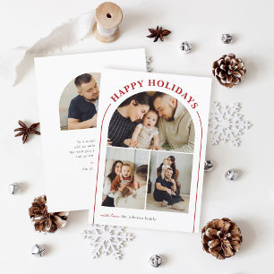 Tarjeta Festiva Elegante Boho Arch 3 Collages de fotos Felices Fie