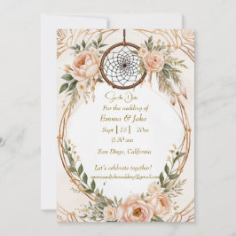 Tarjeta Festiva Elegante Boho Dreamcatcher Floral Save the Date Ca