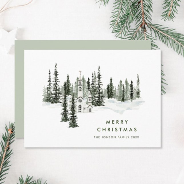 Tarjeta Festiva Elegante bosque de invierno clásico de Navidades (Subido por el creador)
