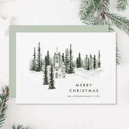 Tarjeta Festiva Elegante bosque de invierno clásico de Navidades