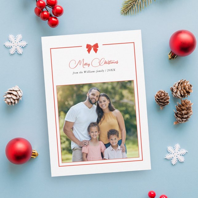 Tarjeta Festiva Elegante Bow Merry Christmas (Subido por el creador)