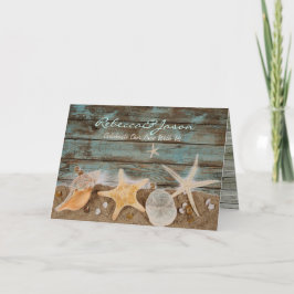 Tarjeta Festiva elegante cabaña de océano bodas de playa con conch