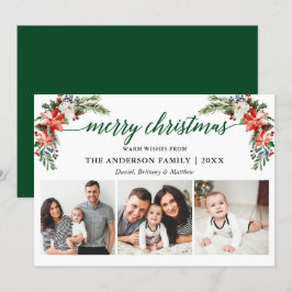 Tarjeta Festiva Elegante caligrafía acuarela invierno Floral verde