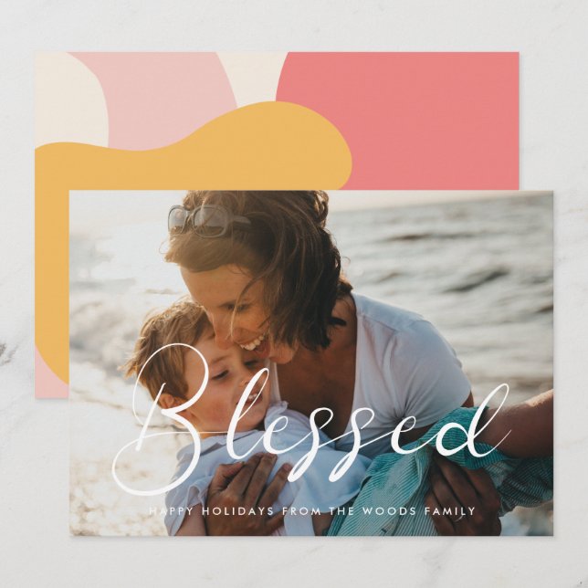 Tarjeta Festiva Elegante caligrafía bendecida foto Inspiradora (Anverso / Reverso)