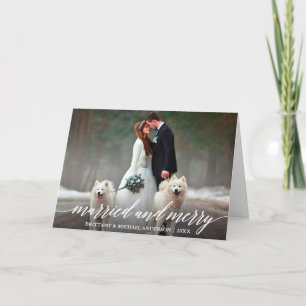 Tarjeta Festiva Elegante caligrafía casada y Boda de moras