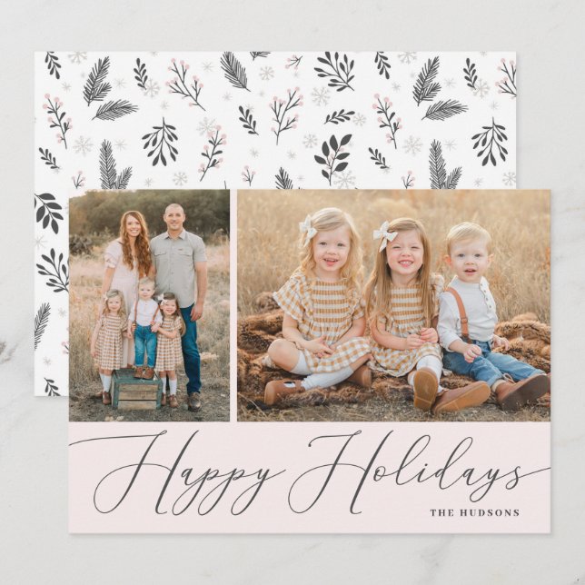 Tarjeta Festiva Elegante caligrafía de escritura simple 2 vacacion (Anverso / Reverso)