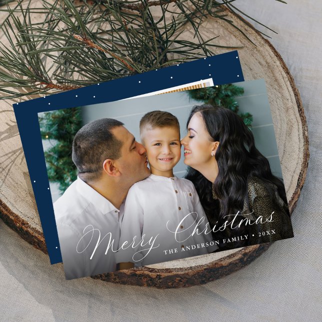 Tarjeta Festiva Elegante caligrafía Feliz marina navideña 2 foto (Subido por el creador)