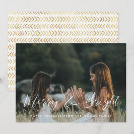 Tarjeta Festiva Elegante caligrafía Merry y foto brillante