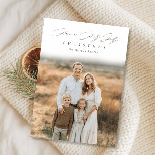 Tarjeta Festiva Elegante caligrafía Navidades Holly Jolly Foto