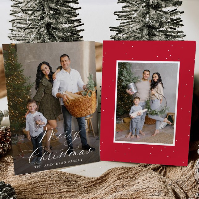 Tarjeta Festiva Elegante caligrafía navideña rojo 2 foto (Subido por el creador)