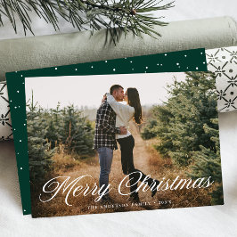 Tarjeta Festiva Elegante caligrafía navideña verde foto