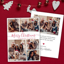 Elegante caligrafía roja 5 Navidades de Collage de