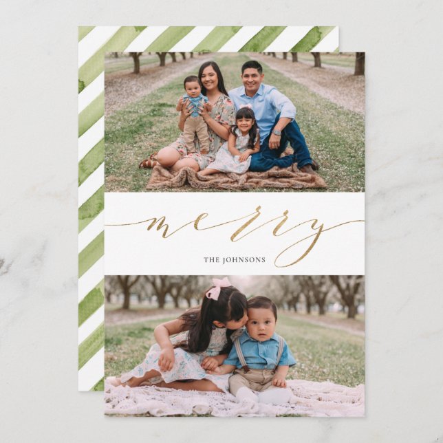 Tarjeta Festiva Elegante caligrafía rusa de guiones de oro (Anverso / Reverso)