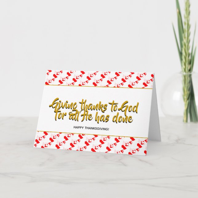 Tarjeta Festiva Elegante CANADÁ Dando gracias (Anverso)