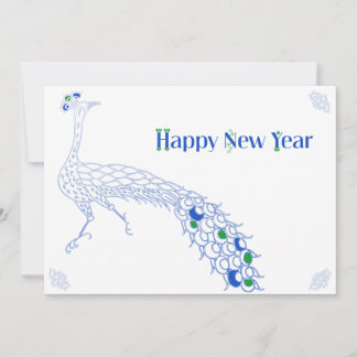 Tarjeta Festiva Elegante carta en blanco de Año Nuevo en azul pavo