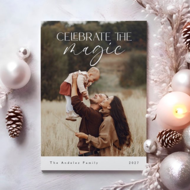 Tarjeta Festiva Elegante celebra la carta de Navidades de fotos má (Subido por el creador)