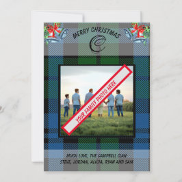 Tarjeta Festiva Elegante Clan Campbell Blue Tartan Foto de la fami