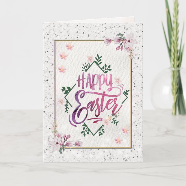 Tarjeta Festiva Elegante Clásico Feliz Día de Pascua (Anverso)