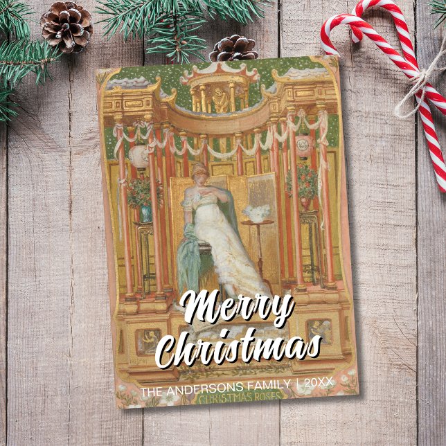 Tarjeta Festiva Elegante Clásico Feliz Rosas navideños Poynter (Subido por el creador)