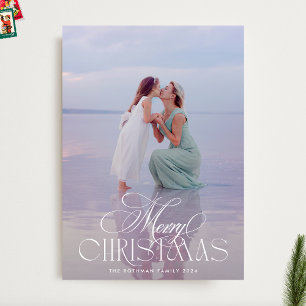 Tarjeta Festiva Elegante Classic MERRY Christmas Caligraphy