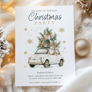 Tarjeta Festiva Elegante código QR de Santa en acuarela para fiest