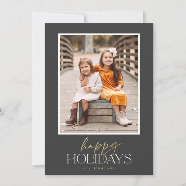 Tarjeta Festiva Elegante Collage de caligrafía de jornadas de oro (Anverso)