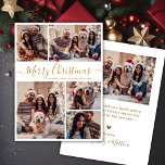 Tarjeta Festiva Elegante Collage de fotos blanco dorado 5 Navidade<br><div class="desc">Moderna y elegante caligrafía elegante dorada y blanco 5 Collages de fotos Merry Christmas Script Tarjeta de vacaciones. Esta plantilla festiva, minimalista, fantástica de cinco (5) fotos de tarjetas de felicitación de vacaciones presenta un collage de fotos de la bonito y dice "¡Feliz Navidad!". El texto de bienvenida de "Feliz...</div>