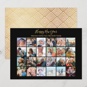 Tarjeta Festiva Elegante Collage de fotos de escritura de oro mode