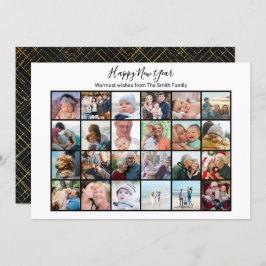 Tarjeta Festiva Elegante Collage de fotos de escritura simple negr