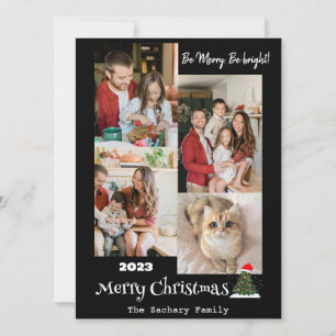 Tarjeta Festiva Elegante Collage de fotos de familia de Navidades 