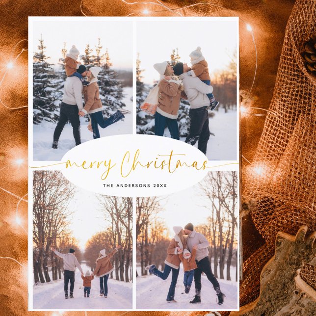 Tarjeta Festiva Elegante Collage de fotos de Navidades de la famil (Subido por el creador)
