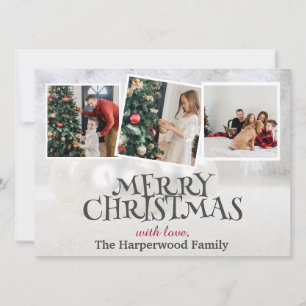 Tarjeta Festiva Elegante Collage de fotos familiar de Navidades de