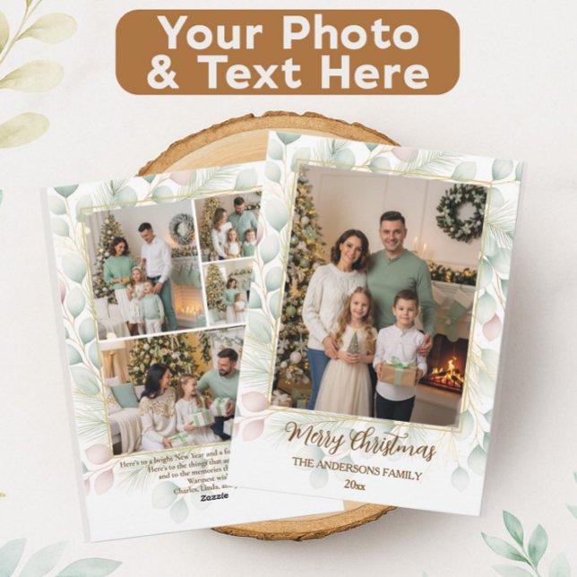 Tarjeta Festiva Elegante Collage de Fotos Familiares Navideñas Bot (Subido por el creador)