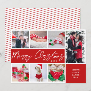 Tarjeta Festiva Elegante Collage de fotos Personalizado navideño