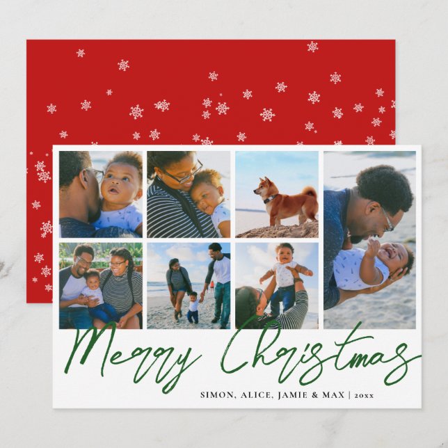 Tarjeta Festiva Elegante Collage de fotos Personalizado navideño (Anverso / Reverso)