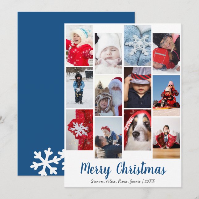 Tarjeta Festiva Elegante Collage de fotos Personalizado navideño (Anverso / Reverso)