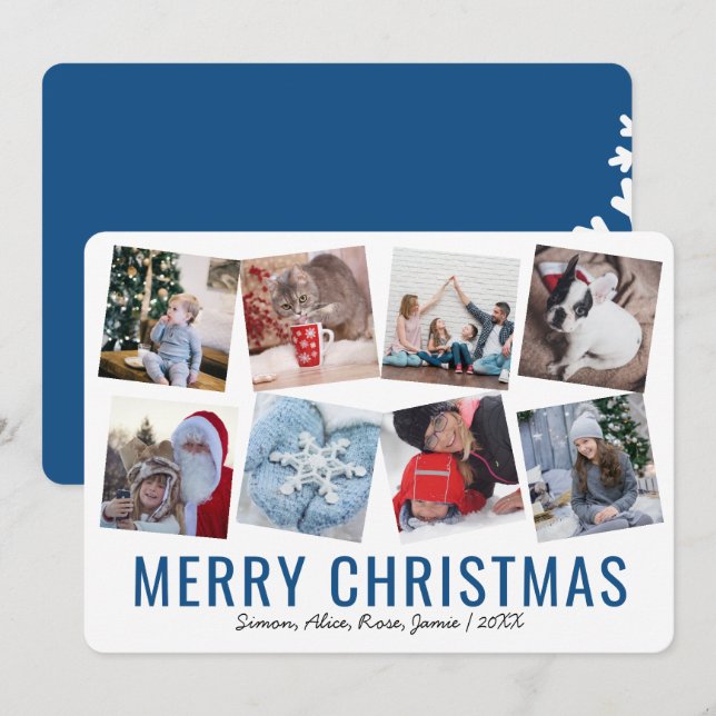 Tarjeta Festiva Elegante Collage de fotos Personalizado navideño (Anverso / Reverso)