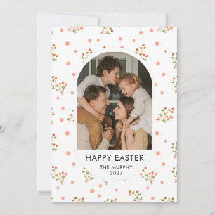 Tarjeta Festiva Elegante Colorido Óvalo Floral Pascua Familia Foto