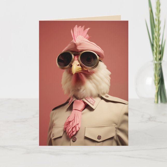 Tarjeta Festiva Elegante comandante de pollo de Pascua (Anverso)