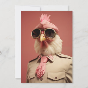 Tarjeta Festiva Elegante comandante de pollo de Pascua