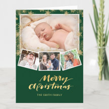 Elegante copo de nieve dorado guión de Moda verde 