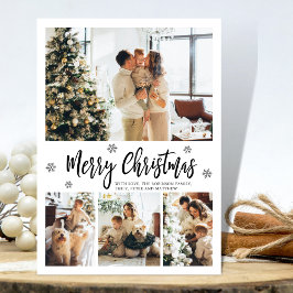 Tarjeta Festiva Elegante copo de nieve para 4 Navidades de Collage