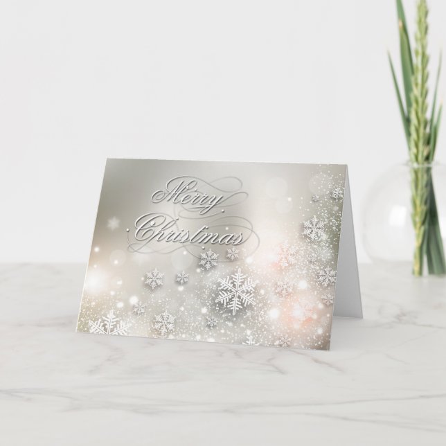 Tarjeta Festiva Elegante copo de nieve para navidades (Anverso)