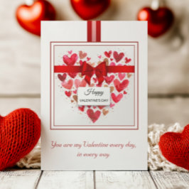 Tarjeta Festiva Elegante corazón de amor doblado El día de San Val