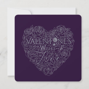Tarjeta Festiva Elegante Corazón de Rosa Día de San Valentín Púrpu