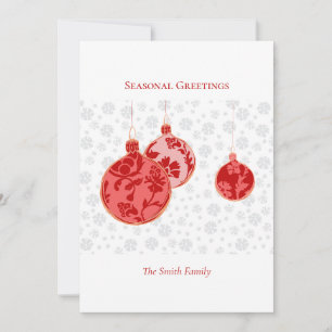 Tarjeta Festiva Elegante Crimson Ornamentos Mínimos Florales