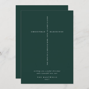 Tarjeta Festiva Elegante Cruz Verde de la Escritura