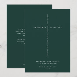 Tarjeta Festiva Elegante Cruz Verde Oscura con Escrituras