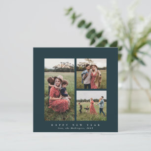 Tarjeta Festiva Elegante cuadrado triple foto feliz año nuevo